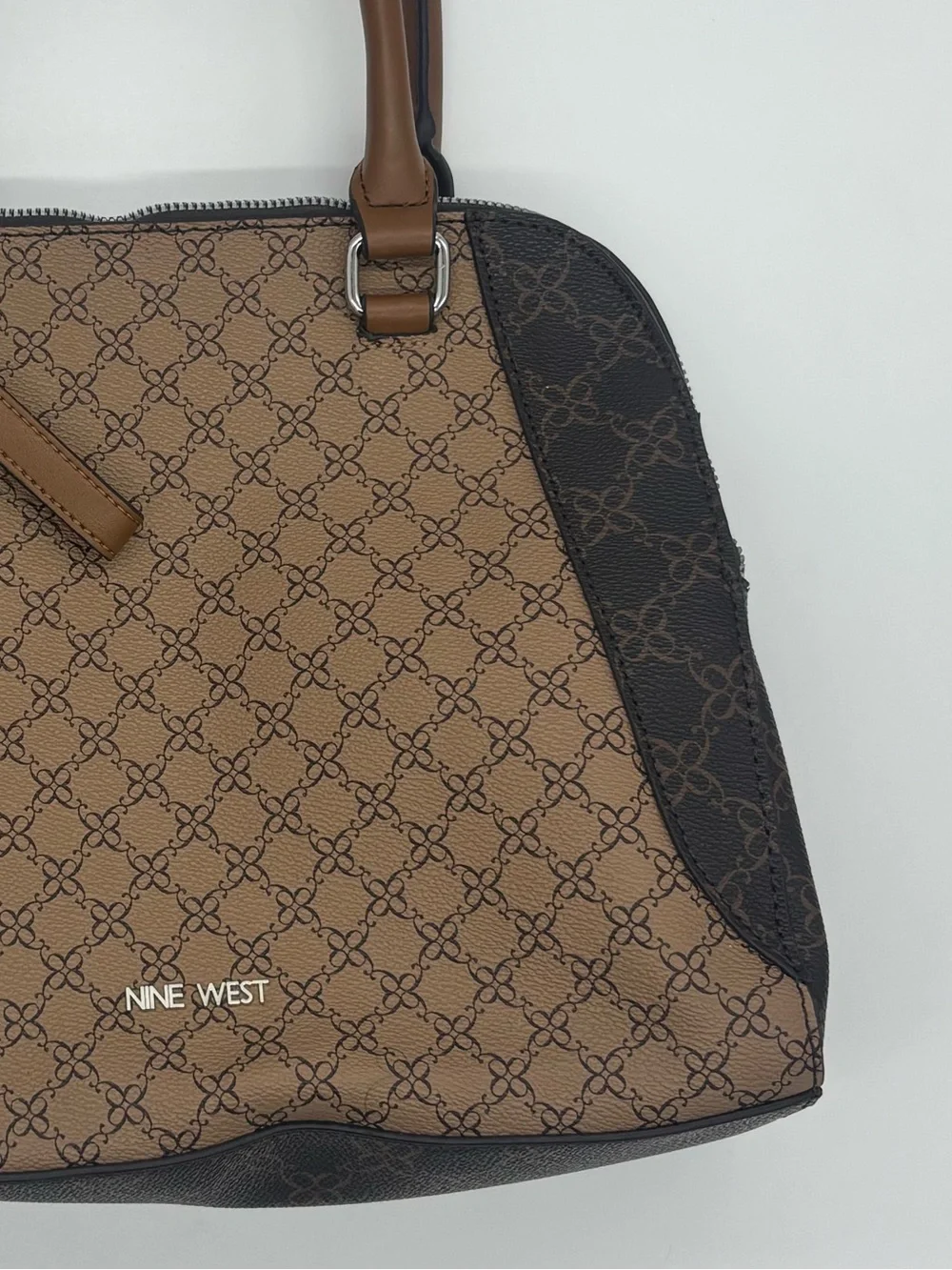 Nine West Brown and Dark Brown Signature Satchel